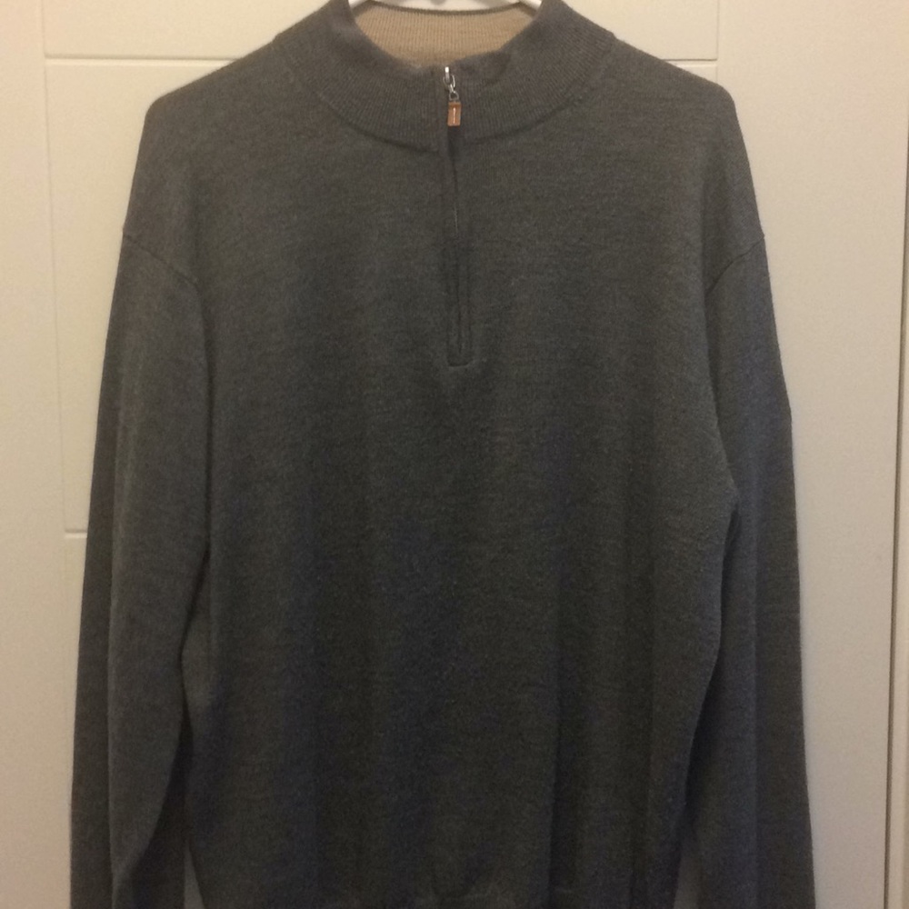 Peter Millar grey long sleeve 1/4 zip pullover